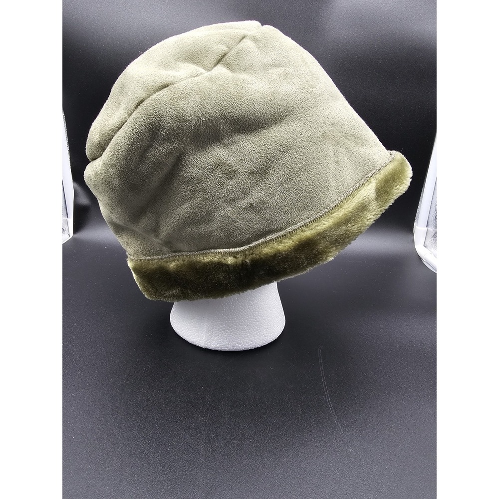 Travel Smith Womens Faux Fur Lined Winter Bucket‎ Hat Army Green